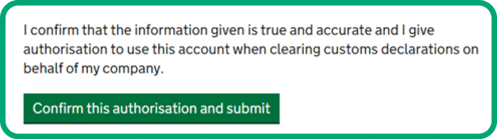 confirm this authorisation and submit